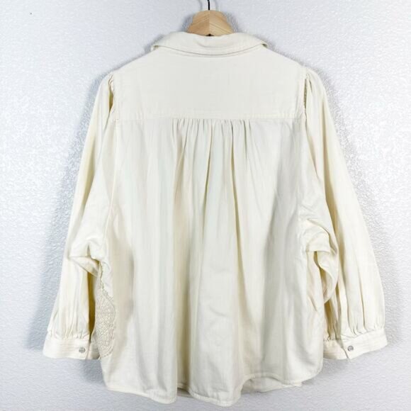 Pilcro NWT by Anthropologie Womens Eyelet Lace Buttondown Shirt Jacket Size 2X - Picture 10 of 13